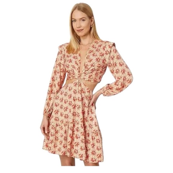 Joie Maeve Long Sleeve Floral Cut Out Mini Dress - Picture 8 of 8